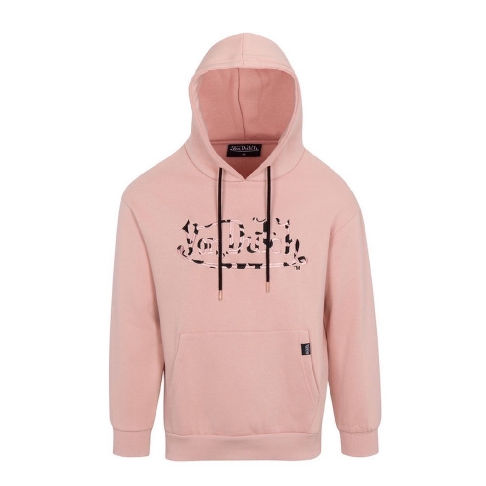 Von Dutch Medium Pink Hoodie Sweatshirt with Drawstring Hood and Graphic
Design